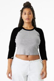 BELLA+CANVAS Women's Micro Rib 3/4 Raglan Baby Tee BC1200