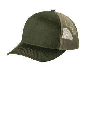 C115_olivedrabgreentan_flat_front Port Authority Snapback Five-Panel Trucker Cap C115 - Image 1