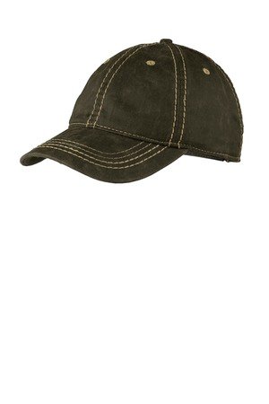 C924_black_flat_front Port Authority Pigment Print Distressed Cap. C924 - Image 1