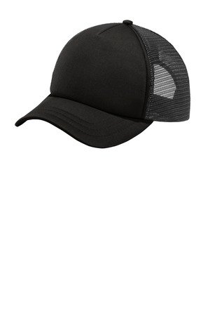 C936_blackblack_flat_front Port Authority 5-Panel Twill Foam Trucker Cap. C936 - Image 1