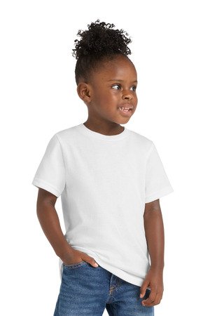 CAR54T_white_model_front Port & Co Toddler Core Cotton Tee. CAR54T - Image 1