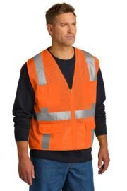 CornerStone ANSI 107 Class 2 Mesh Six-Pocket Zippered Vest. CSV104 - Image 2