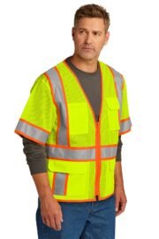 CornerStone ANSI 107 Class 3 Surveyor Mesh Zippered Two-Tone Short Sleeve Vest. CSV106 - Image 2