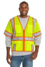 CornerStone ANSI 107 Class 3 Surveyor Mesh Zippered Two-Tone Short Sleeve Vest. CSV106 - Image 3