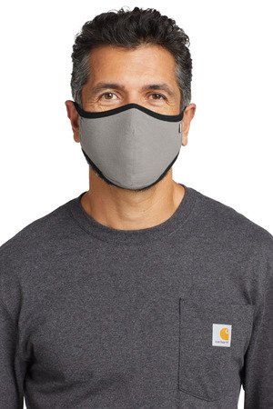 CT105160_asphalt_model_front Carhartt Cotton Ear Loop Face Mask (3 pack) CT105160 - Image 1