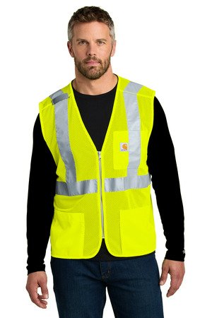 CT106171_britelime_model_front Carhartt ANSI Class 2 Mesh Zip-Front Vest CT106171 - Image 1