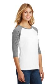 District Women's Perfect Tri 3/4-Sleeve Raglan. DM136L - Image 2