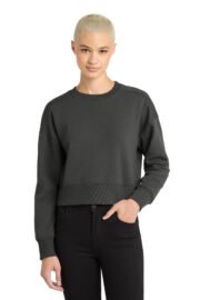 District Women's Perfect Weight Fleece Cropped Crew DT1105 - Image 2