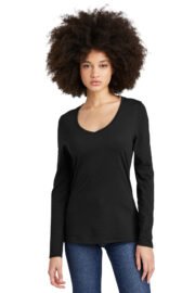 District Women's Perfect Tri Long Sleeve V-Neck Tee DT135 - Image 2