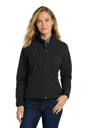 L705_black_model_front Port Authority Women's Textured Soft Shell Jacket. L705 - Image 1