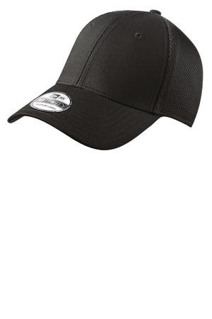 NE1020_BlackBlack_Flat_Front New Era - Stretch Mesh Cap. NE1020 - Image 1
