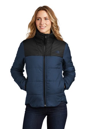 NF0A7V6K_shadyblue_model_front The North Face Women's Chest Logo Everyday Insulated Jacket NF0A7V6K - Image 1