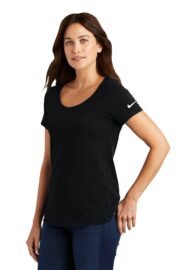 Nike Women's Dri-FIT Cotton/Poly Scoop Neck Tee. NKBQ5234 - Image 2