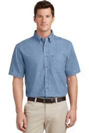 Port & Co Short Sleeve Value Denim Shirt. SP11 - Image 2