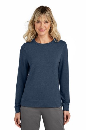 TM1LD003_bluenightsheather_model_front TravisMathew Women's Long Weekend Crew TM1LD003 - Image 1