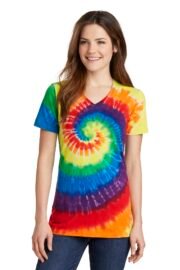 Port & Co™ Women's Tie-Dye V-Neck Tee.  LPC147V - Image 4