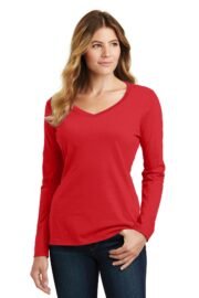 Port & Co™ Women's Long Sleeve Fan Favorite V-Neck Tee. LPC450VLS - Image 3