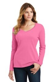 Port & Co™ Women's Long Sleeve Fan Favorite V-Neck Tee. LPC450VLS - Image 7