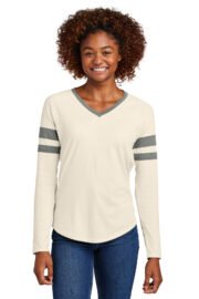 Sport-Tek® Women's Halftime Stripe Long Sleeve V-Neck Tee LST6043 - Image 5