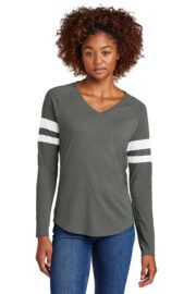 Sport-Tek® Women's Halftime Stripe Long Sleeve V-Neck Tee LST6043 - Image 6