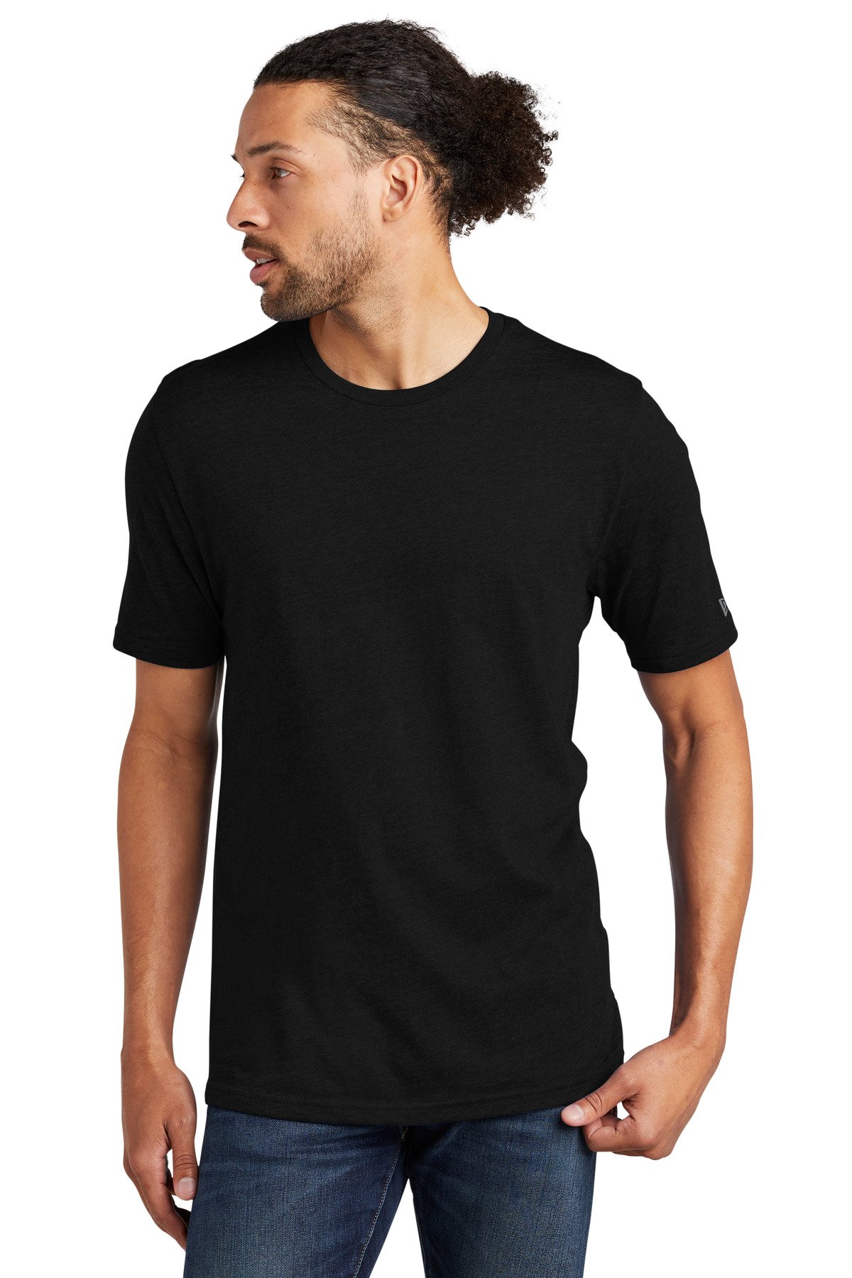NEA135_blacksolid_model_front New Era ® Tri-Blend Tee NEA135 - Image 1