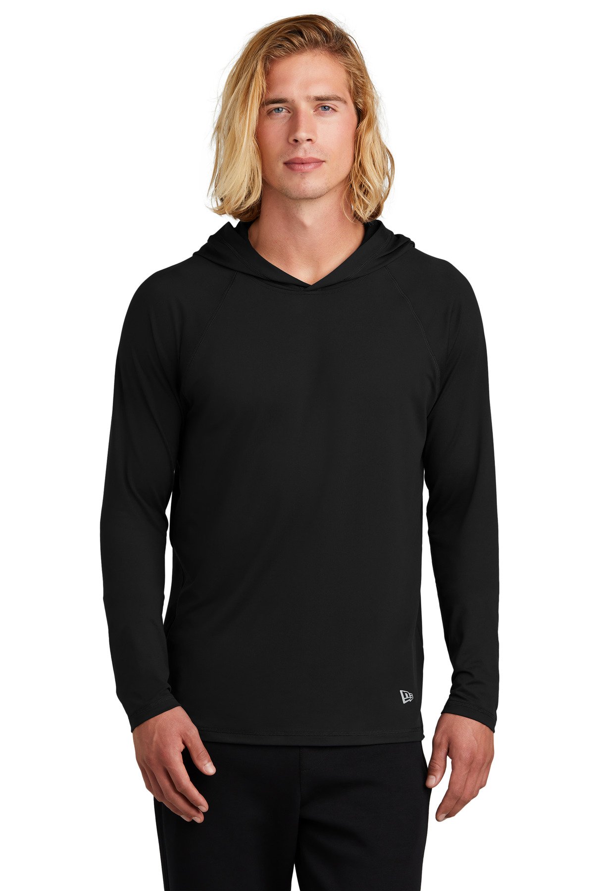 NEA229_black_model_front New Era® Power Long Sleeve Hoodie NEA229 - Image 1