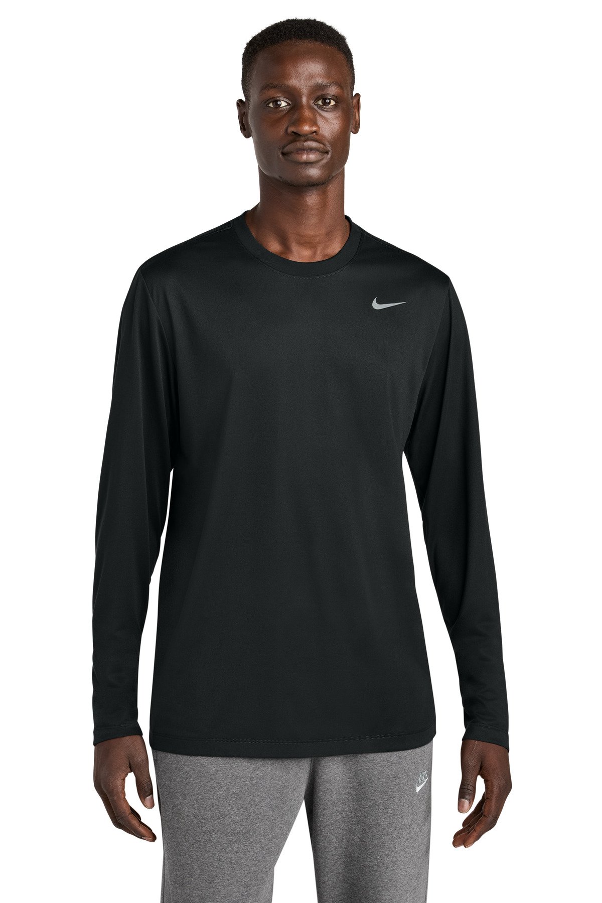 NKHQ4550_black_model_front Nike Team rLegend Long Sleeve Tee NKHQ4550 - Image 1