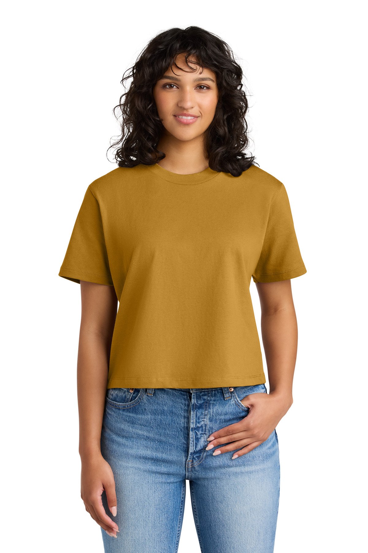 NL7610_antiquegold_model_front Next Level Apparel® Women's Heavyweight Boxy Tee NL7610 - Image 1