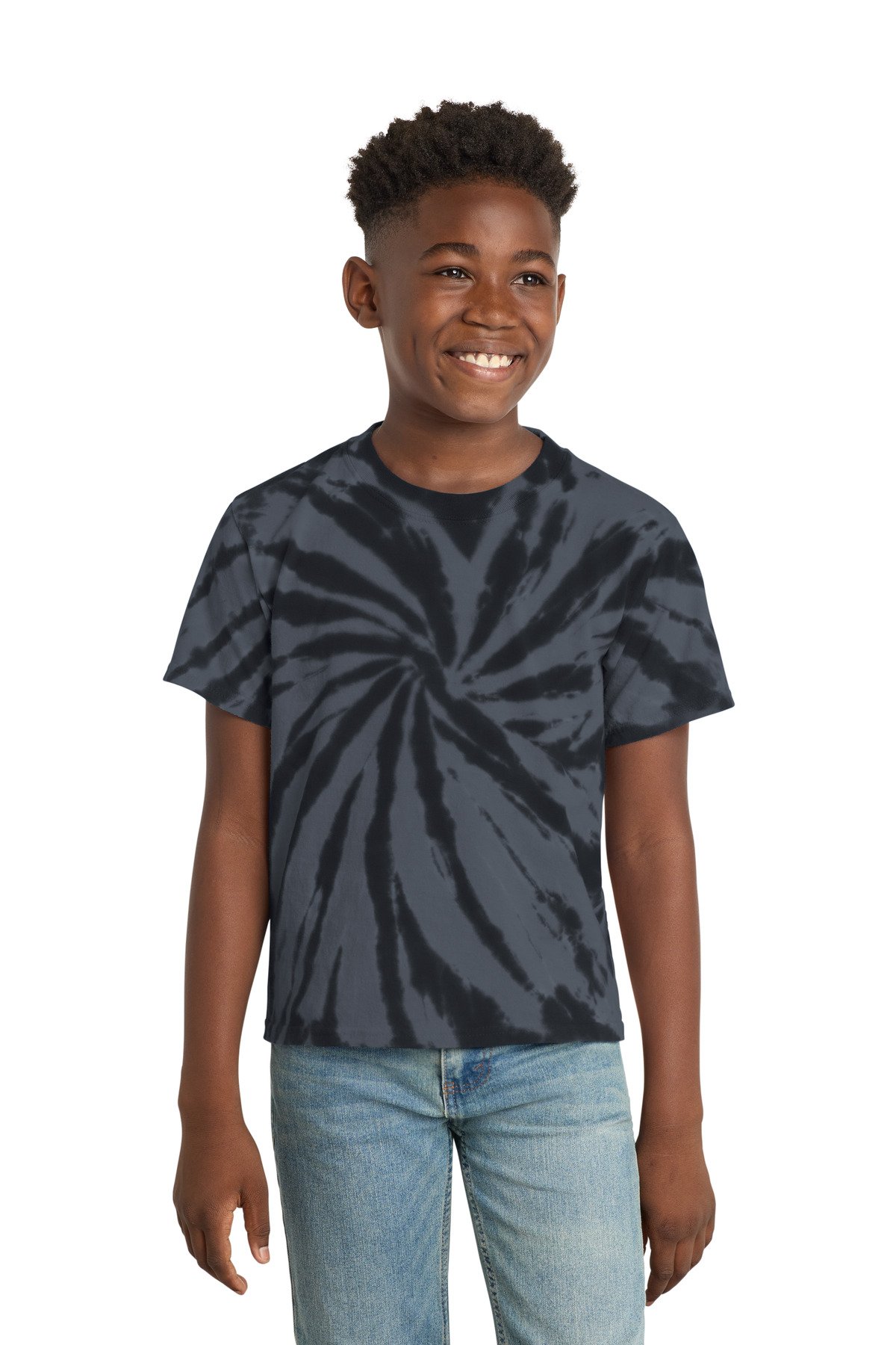 PC147Y_black_model_front Port & Co™ Youth Tie-Dye Tee. PC147Y - Image 1