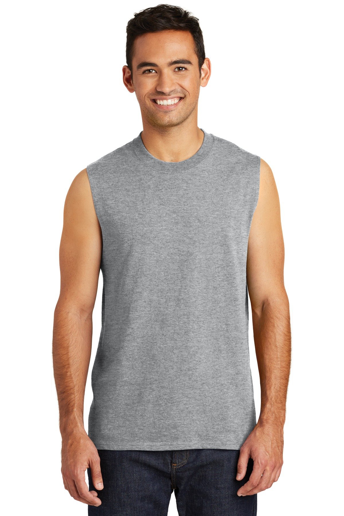 PC54SL_athletichthr_model_front_112017 Port & Co™ Core Cotton Sleeveless Tee. PC54SL - Image 1