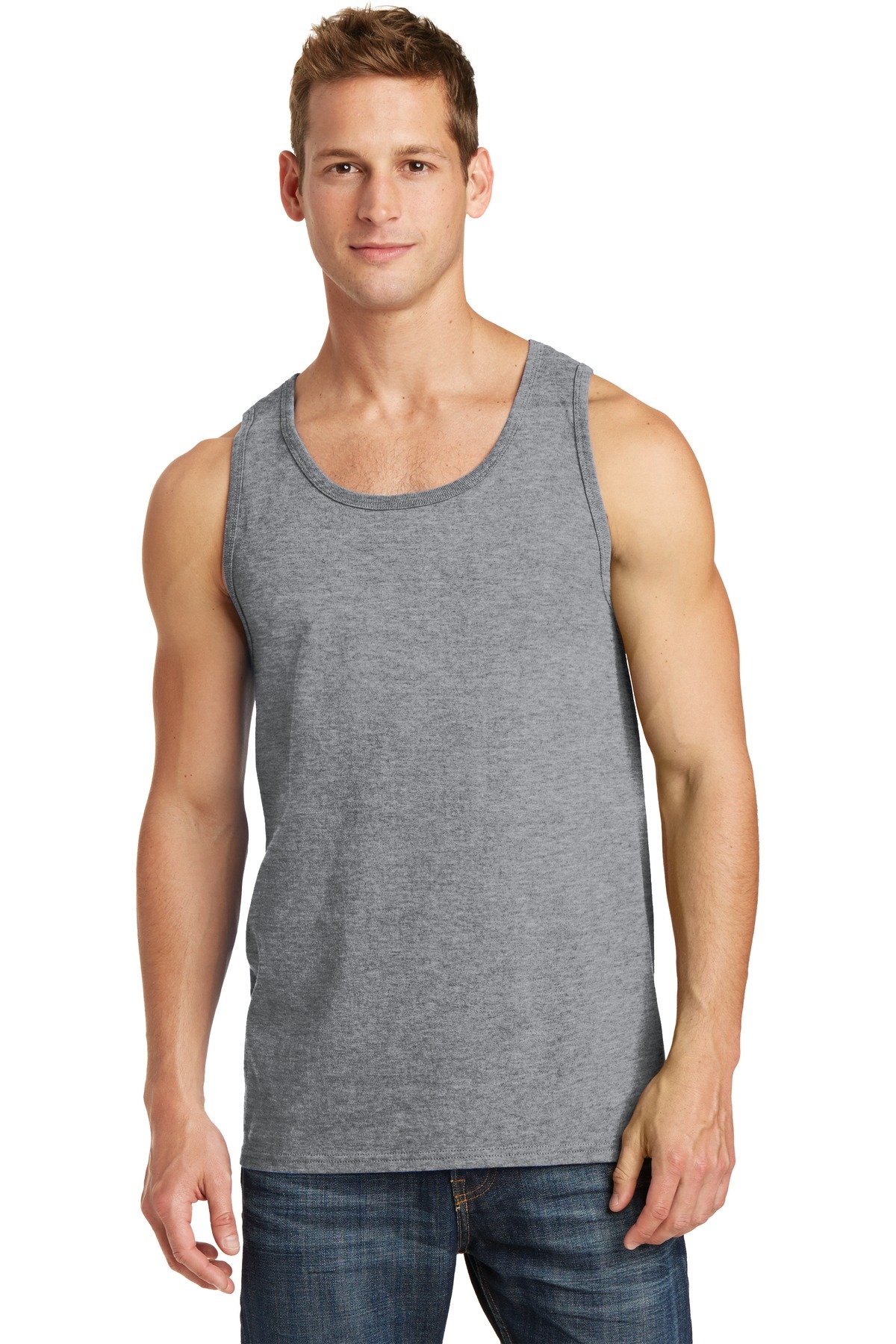 PC54TT_athletichthr_model_front_042015 Port & Co™ Core Cotton Tank Top. PC54TT - Image 1