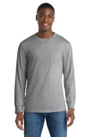 Port & Co™ Tall Long Sleeve Essential Pocket Tee. PC61LSPT - Image 3