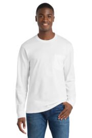 Port & Co™ Long Sleeve Essential Pocket Tee.  PC61LSP - Image 13