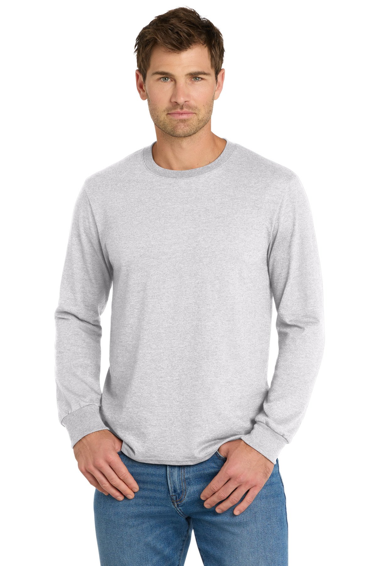 VL60LS_athleticheather_model_front Volunteer Knitwear™ Chore Long Sleeve Tee VL60LS - Image 1