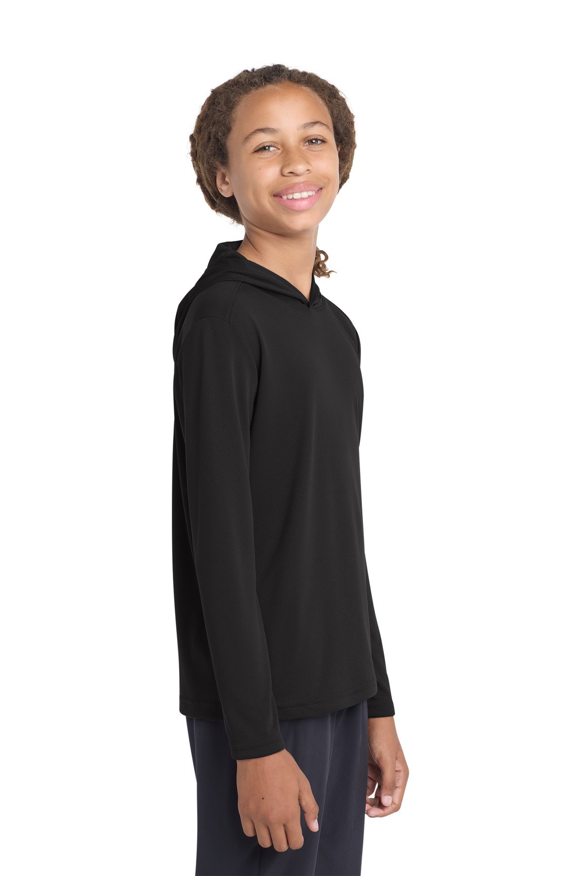 YST358_black_model_front Sport-Tek ® Youth PosiCharge ® Competitor ™ Hooded Pullover. YST358 - Image 1